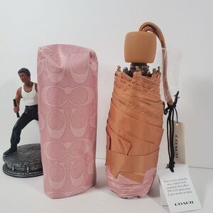 NWT Coach Uv Protection Mini Umbrella Signature Powder Pink CEF88